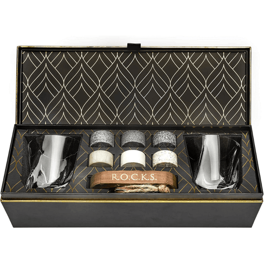 The Connoisseur's Set - Whiskey Stones & Twist Glass Edition.
