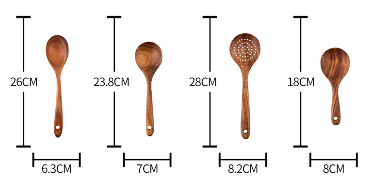 Handmade teak utensils.