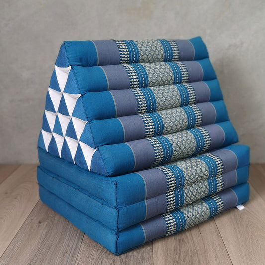 Jumbo Thai Triangle Pillow THREE FOLDS BLUE.